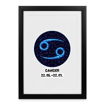 Cancer 22.06.-22.07. - Affiche encadrée (27 × 37 cm) - noir - Devant
