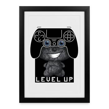 Manette Level Up Mignon - Affiche encadrée (27 × 37 cm) - noir - Devant