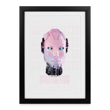 Homme machine - Affiche encadrée (27 × 37 cm) - noir - Devant