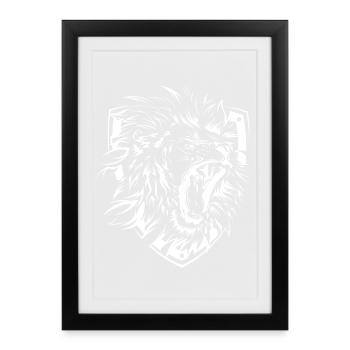 Armoiries de l’équipe Lion Shield Club Roar Lion Icon - Affiche encadrée (27 × 37 cm) - noir - Devant