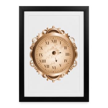 Montre Steampunk au look antique avec engrenages - Affiche encadrée (27 × 37 cm) - noir - Devant