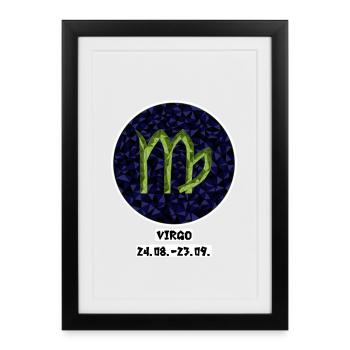 Vierge 24.08.-23.09. - Affiche encadrée (27 × 37 cm) - noir - Devant