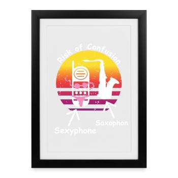 Saxophone et sexphone - Affiche encadrée (27 × 37 cm) - noir - Devant