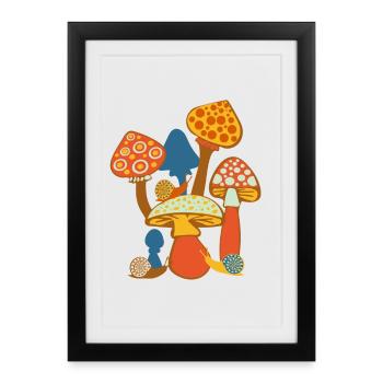 Sweet mushroom picture with snails - Framed poster (27 × 37 cm) - black - Front