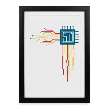 Computer chip - Creative illustration - Framed poster (27 × 37 cm) - black - Front