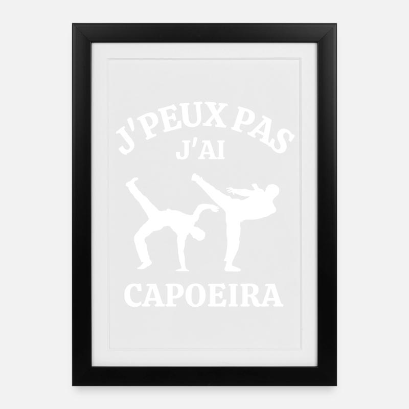 capoeira, arts martiaux, Brésil - Affiche encadrée (27 × 37 cm) - noir