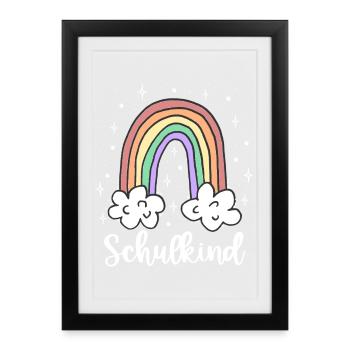 Schulkind Regenbogen Einschulung Geschenk - Gerahmtes Poster (27 × 37 cm) - Schwarz - Vorne