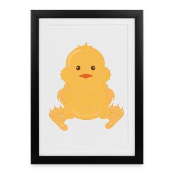Oh comme c’est doux! Un poussin nouvellement éclos - Affiche encadrée (27 × 37 cm) - noir - Devant