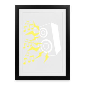 Speaker and music - Framed poster (27 × 37 cm) - black - Front