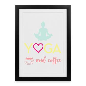 Yoga et café - Affiche encadrée (27 × 37 cm) - noir - Devant