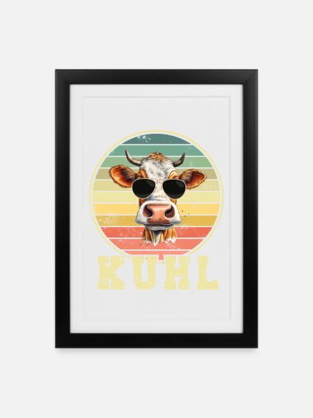 Kuh Kühe - Gerahmtes Poster (27 × 37 cm) - Schwarz