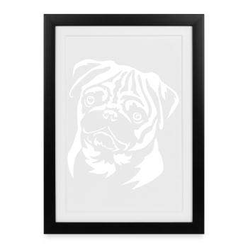 Pug Head « Black Edition » - Affiche encadrée (27 × 37 cm) - noir - Devant