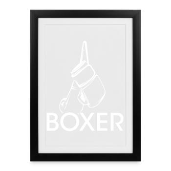 Boxer Icon Logo Club Boxing Icon Illustration - Framed poster (27 × 37 cm) - black - Front