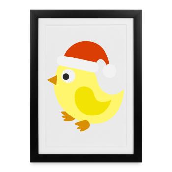 Poussin Noël Festif - Affiche encadrée (27 × 37 cm) - noir - Devant