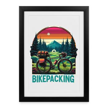 Sentier du Coucher de Soleil pour le Bikepacking - Affiche encadrée (27 × 37 cm) - noir - Devant