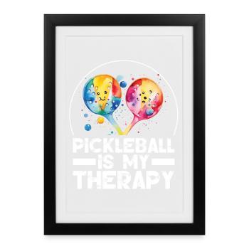 Pickleball ist meine Therapie - Gerahmtes Poster (27 × 37 cm) - Schwarz - Vorne