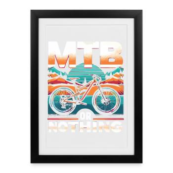 Design vibrant de coucher de soleil en VTT - Affiche encadrée (27 × 37 cm) - noir - Devant