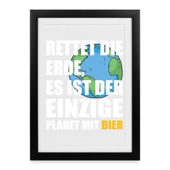 La bière sauve la planète - Affiche encadrée (27 × 37 cm) - noir - Devant