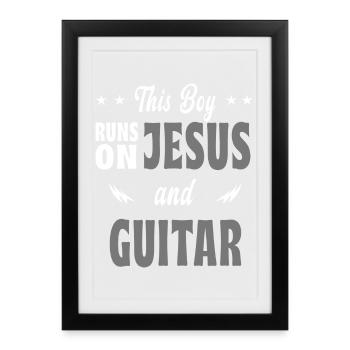 This boy is playing Jesus and guitar - Framed poster (27 × 37 cm) - black - Front