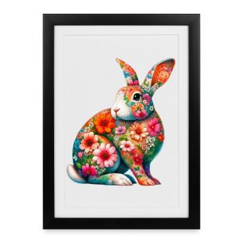 Rabbit decorated with flowers - Framed poster (27 × 37 cm) - black - Front