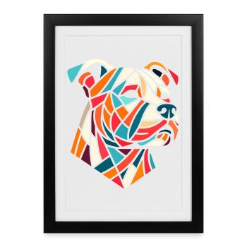 Staffordshire geometric bull terrier, staffy - Framed poster (27 × 37 cm) - black - Front