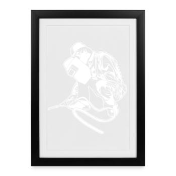 Soudeur - Affiche encadrée (27 × 37 cm) - noir - Devant