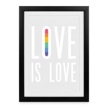 Mois de la fierté LGBT - Love is Love - Affiche encadrée (27 × 37 cm) - noir - Devant