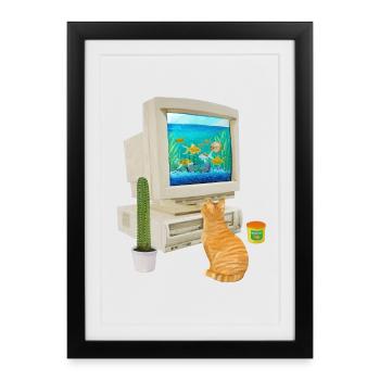90s PC Fishbowl - Framed poster (27 × 37 cm) - black - Front