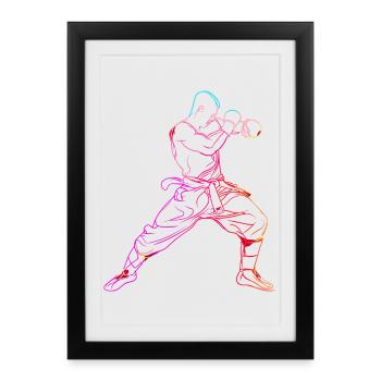 Kickboxeur à l’ancienne - Affiche encadrée (27 × 37 cm) - noir - Devant