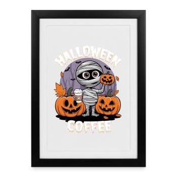 How to Halloween with Mummy and Pumpkins - Framed poster (27 × 37 cm) - black - Front