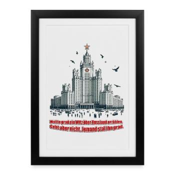 Wollte grad ein Witz über Russland erzählen - Gerahmtes Poster (27 × 37 cm) - Schwarz - Vorne