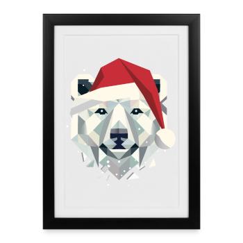 Christmas Polar Bear in Modern Geometric Style - Framed poster (27 × 37 cm) - black - Front