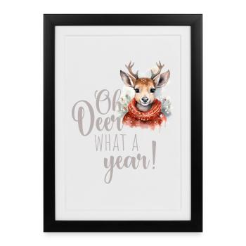 Oh cerf, quel marché de Noël d’année - Affiche encadrée (27 × 37 cm) - noir - Devant