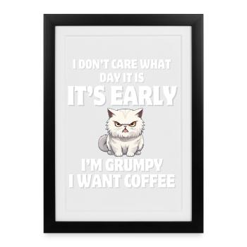 Morning steps, coffee, coffee - Framed poster (27 × 37 cm) - black - Front