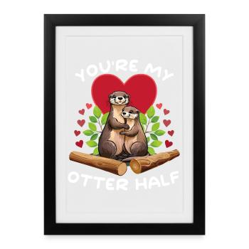 Otter Hug Heart - Tu es ma moitié loutre - Affiche encadrée (27 × 37 cm) - noir - Devant