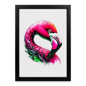 Flamant - Affiche encadrée (27 × 37 cm) - noir - Devant