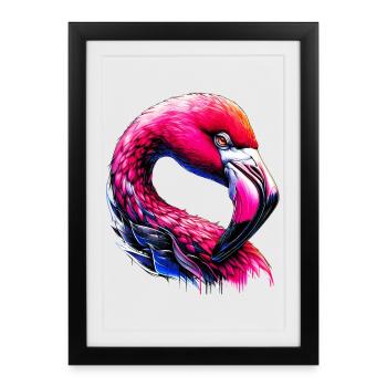 Flamant - Affiche encadrée (27 × 37 cm) - noir - Devant