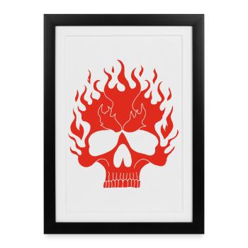Red Flaming Skull - Framed poster (27 × 37 cm) - black - Front