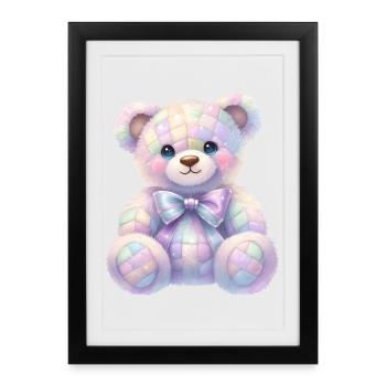 Coquette Ours Pailleté 🧸 - Affiche encadrée (27 × 37 cm) - noir - Devant