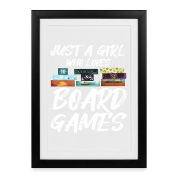 Juste une fille qui adore les jeux de société - Jeu de société - Affiche encadrée (27 × 37 cm) - noir - Devant