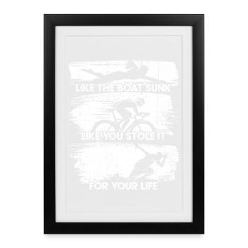 Conception de cyclisme et de sports nautiques motivants - Affiche encadrée (27 × 37 cm) - noir - Devant
