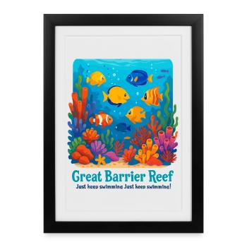 Grande Barrière de corail - Affiche encadrée (27 × 37 cm) - noir - Devant