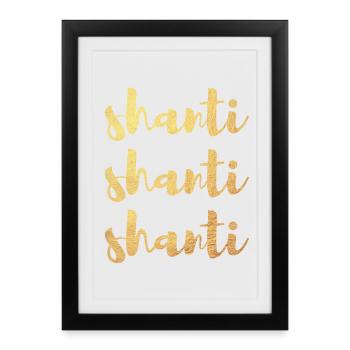 Or Shanti Méditation Namaste Yoga Manuscrit om - Affiche encadrée (27 × 37 cm) - noir - Devant