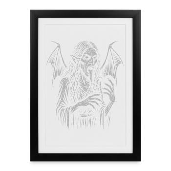 Strzyga - Slavic Demon Witch Illustration - Framed poster (27 × 37 cm) - black - Front