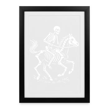 Illustration de cavalier squelette éthéré - Affiche encadrée (27 × 37 cm) - noir - Devant