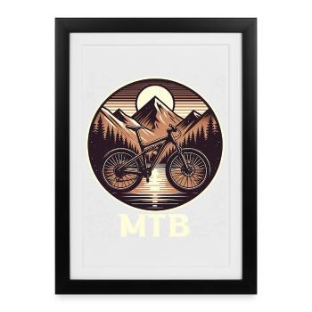 Mountain Biking in Alpine Landscape - Framed poster (27 × 37 cm) - black - Front
