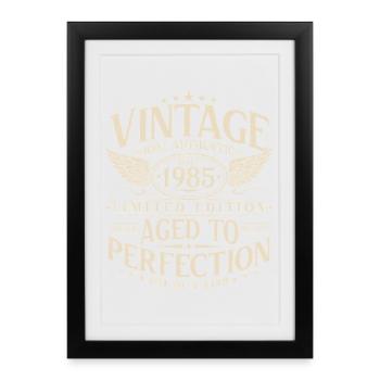 Vintage 1985 Vintage Born Retro Birthday - Framed poster (27 × 37 cm) - black - Front