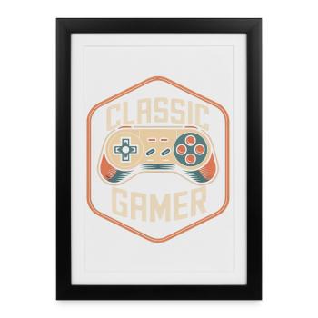 Manette rétro Classic Gamer Nostalgia - Affiche encadrée (27 × 37 cm) - noir - Devant