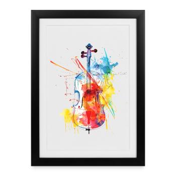 Colourful violin art - Framed poster (27 × 37 cm) - black - Front