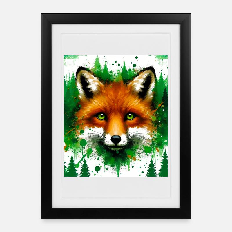 Fuchs - Gerahmtes Poster (27 × 37 cm) - Schwarz
